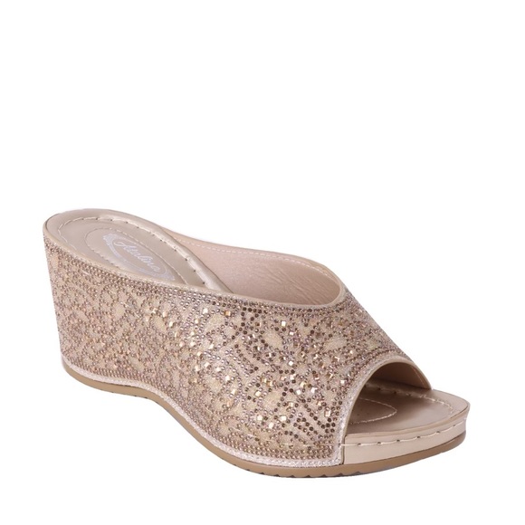 Restock! Elegant Silver Rhinestone Wedge Heel Sandal Perfect for Weddings - Picture 6 of 8